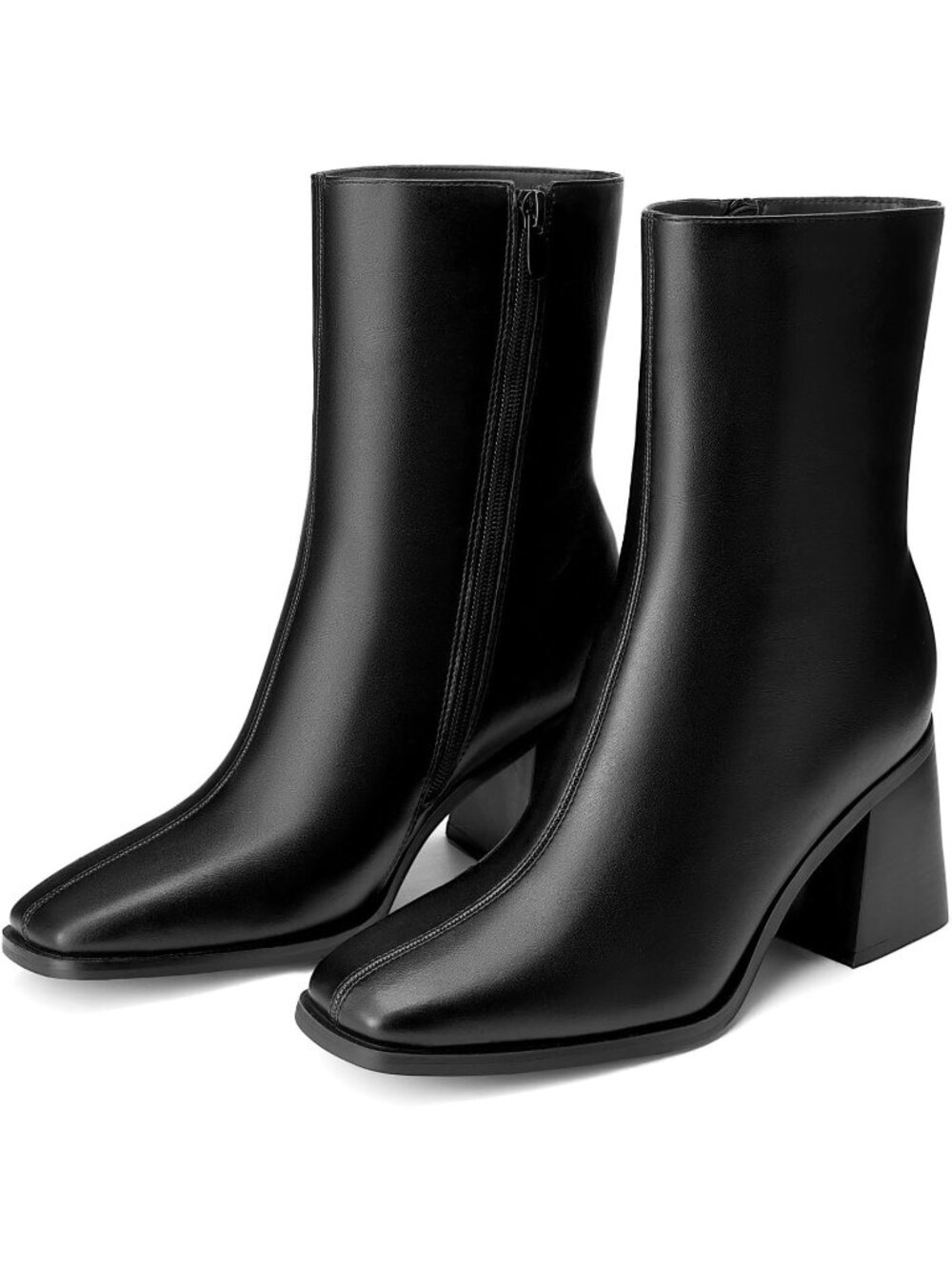 DREAM PAIRS Women's Black Square Toe Ankle Boot Vintage Block Heel Dress Booties